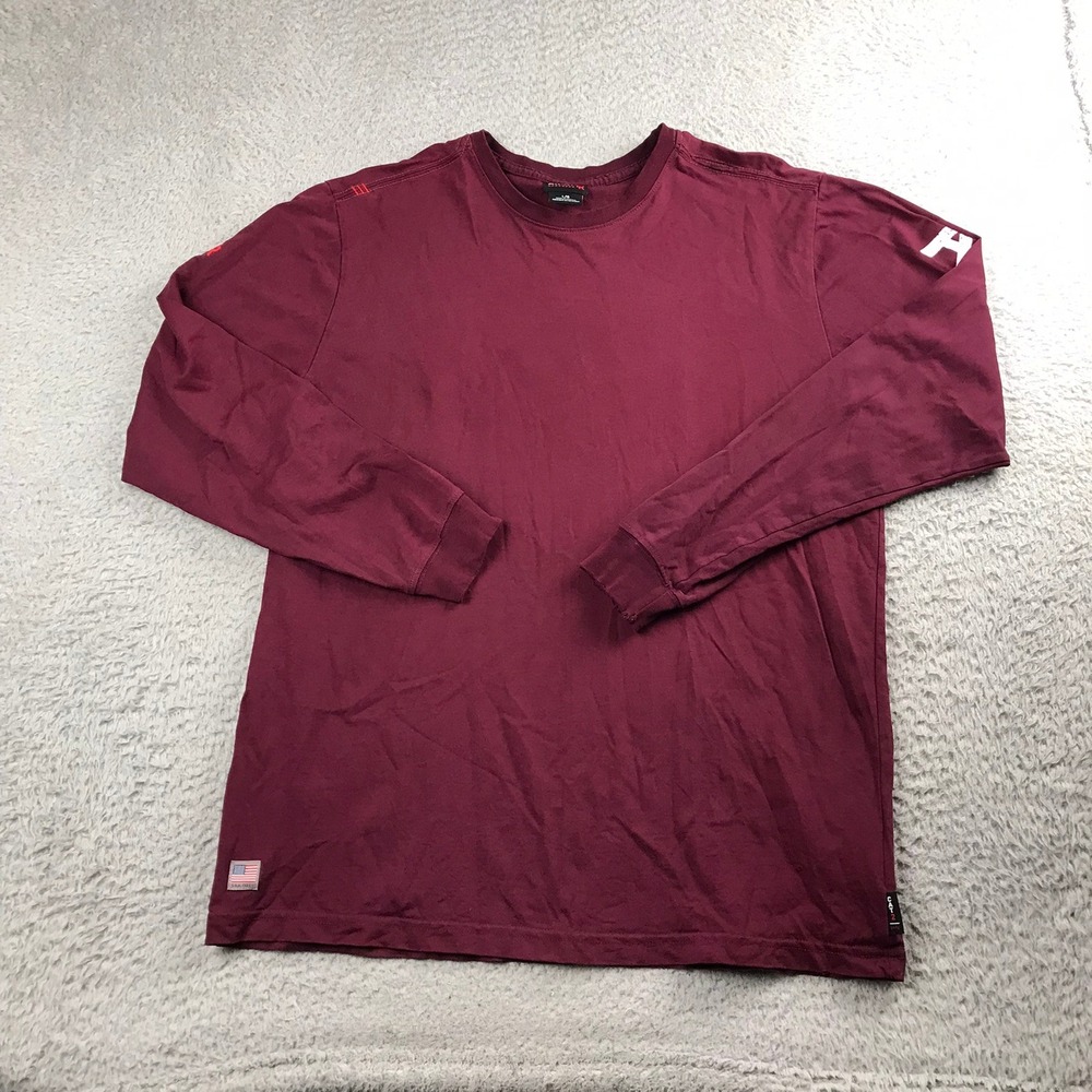 Ariat FR Shirt Mens L Maroon Long Sleeve Skull Hard Hat Graphic Flame Resistant